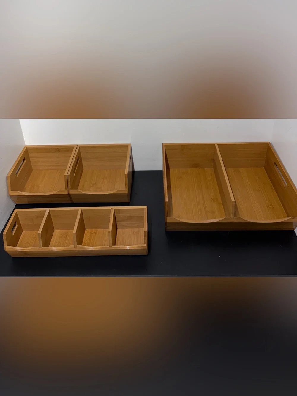 Seville Classics 4 Piece Bamboo Stackable Bin Organizer With Removable Dividers